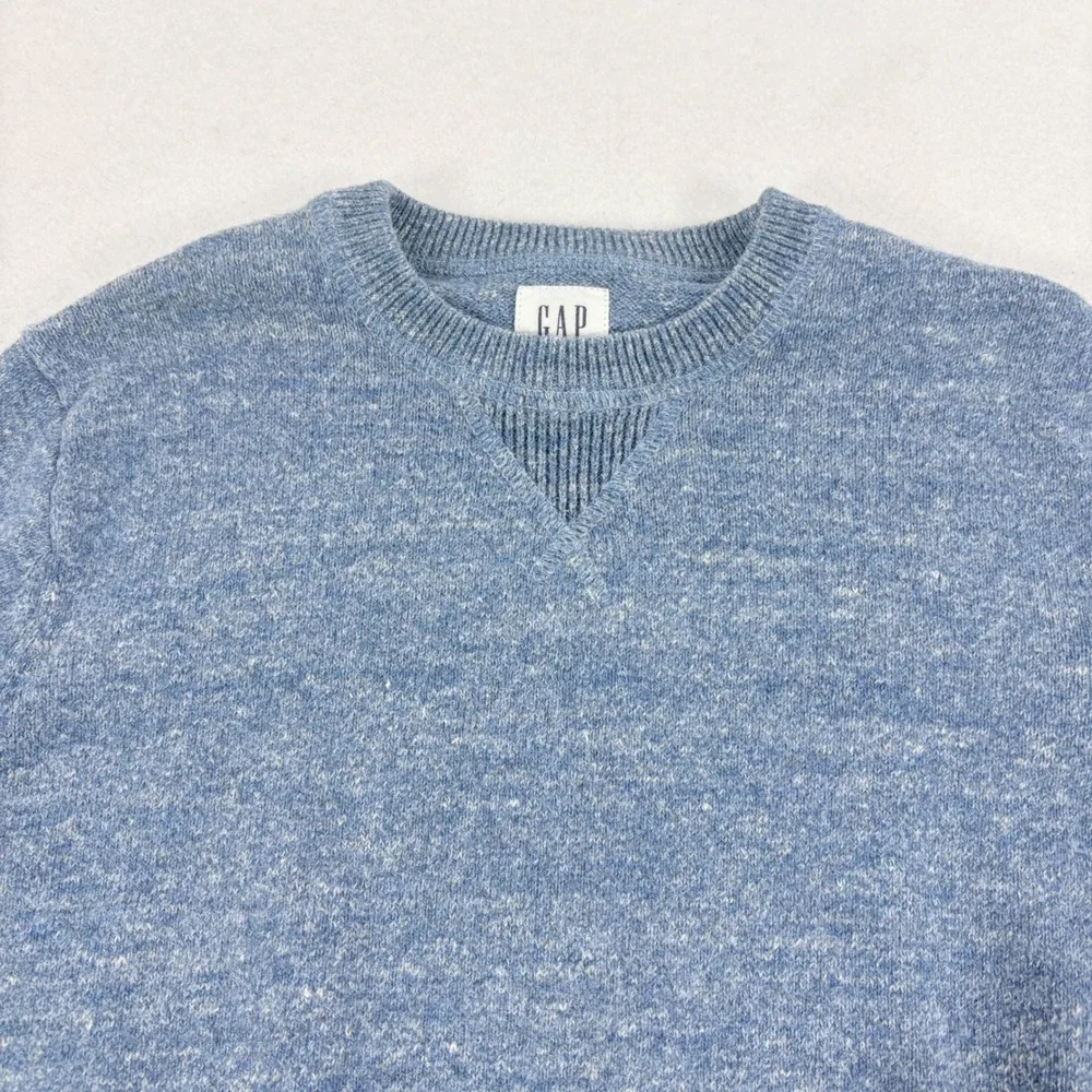 Gap Crewneck Sweater Boys 8 Medium Blue Heathered Knit Pullover‎ Preppy Church